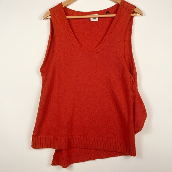 Cabi Sweaters - CABI‎ Orange Cable Knit Asymmetrical Sweater Vest Pullover Womens Sz Small